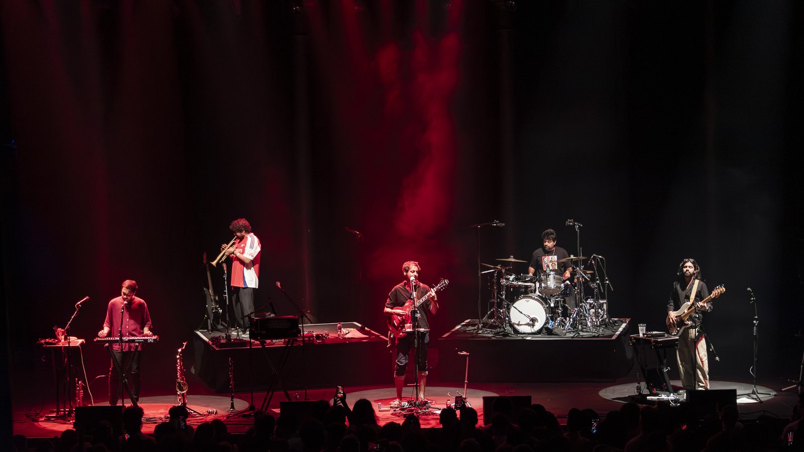 Delhi band Peter Cat Recording Co. performing on stage at The Roundhouse, London, in July 2025