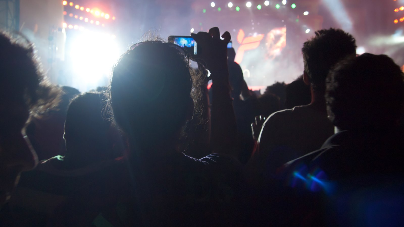A large crowd facing the main stage at night during Sunburn Festival in Candolim, Goa, in December 2010