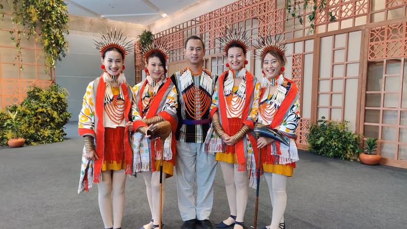 The Tetseo Sisters and their brother in traditional Naga attire at Google for India 2022, New Delhi